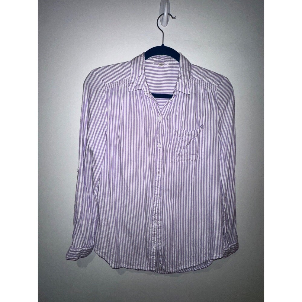 Swim cover up -Bloomingdales Beach lunch lounge‎ Lavender & White Stripe Shirt